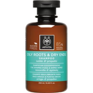 Apivita Oily Roots & Dry Ends Σαμπουάν Εξισορρόπησης Για Λιπαρές Ρίζες Και Ξηρές Άκρες Με Τσουκνίδα & Πρόπολη 250ml