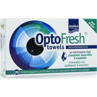 Intermed Optofresh Towelettes 20τμχ Οφθαλμομάντηλα Καθαρισμού & Ανακούφισης των Ξηρών Κουρασμένων & Ερεθισμένων Βλεφάρων