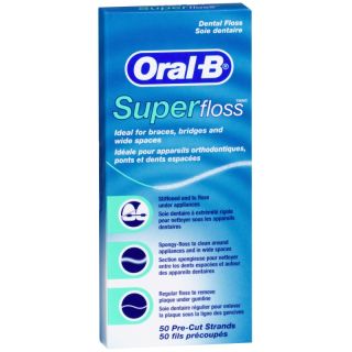Oral-B Super Floss 50 Ορθοδοντικά Νήματα για Γέφυρες & Μεγάλα Μεσοδόντια Διαστήματα