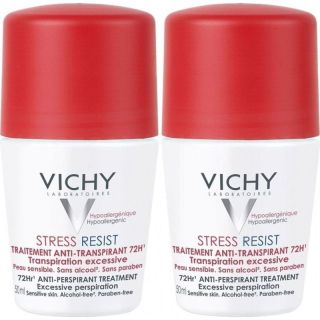 Vichy Deodorant Stress Resist 72h Roll-on 50ml Αποσμητικό Κατά της Πολύ Έντονης Εφίδρωσης 72ώρης Διάρκειας (Διπλή Συσκευασία)