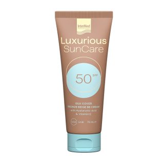 Intermed Luxurious Sun Care Silk Cover BB cream with Hyaluronic acid SPF50 75ml (Σκούρα Απόχρωση) Αντηλιακή προστασία & ανάπλαση