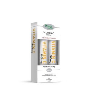 Power Health Vitamin C 1000mg με Γλυκαντικό από το Φυτό Στέβια 2x20 Αναβράζοντα Δισκία (1+1 Δώρο)