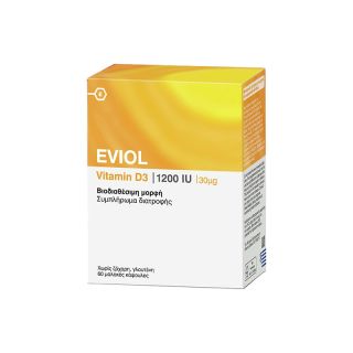 Eviol Vitamin D3 1200iu 30μg Συμπλήρωμα Διατροφής 60 Μαλακές Κάψουλες