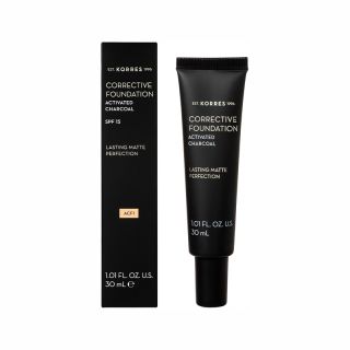 Korres Corrective Foundation Activated Charcoal ACF1 Spf15 30ml Διορθωτικό make-up με Ενεργό Άνθρακα