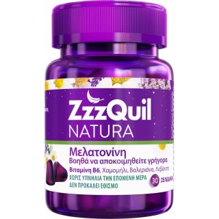 ZzzQuil Natura Συμπλήρωμα Διατροφής Με Μελατονίνη & Βαλεριάνα Για Την Αντιμετώπιση Της Αϋπνίας 30 Ζελεδάκια