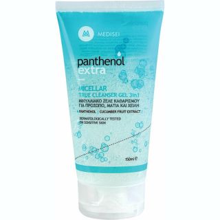 Medisei Panthenol Extra Micellar True Cleanser Gel 3 in 1 Μικυλλιακό Ζελέ Καθαρισμού για Πρόσωπο, Μάτια & Χείλη 150ml