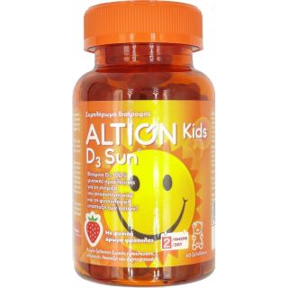 Altion D3 Sun Kids Συμπλήρωμα Διατροφής Φυσικής Προέλευσης 60 Ζελεδάκια Με Γεύση Φράουλα