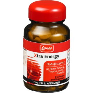 Lanes Xtra Energy Πολυβιταμίνες με Ginseng Για Άμεση Τόνωση & Ενέργεια 30 Ταμπλέτες