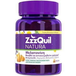 ZzzQuil Natura Συμπλήρωμα Για Τον Ύπνο Με Μελατονίνη Και Γέυση Μάνγκο & Μπανάνα 30 Ζελεδάκια