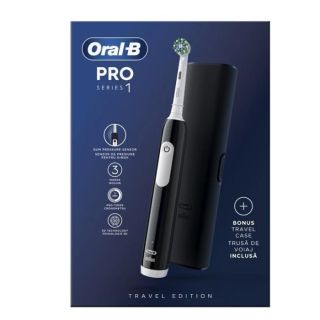 Oral-B Pro Series 1 Ηλεκτρική Οδοντόβουρτσα Mαύρη & Θήκη Ταξιδίου 1τμχ
