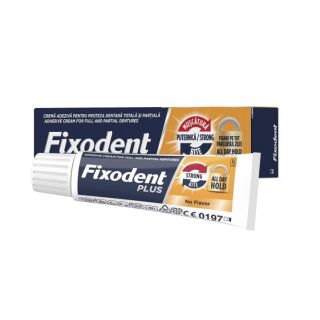 Fixodent Plus Strong Bite Στερεωτική Κρέμα με Δυνατό Κράτημα για Ολικές & Μερικές Οδοντοστοιχίες Χωρίς Γεύση 40gr